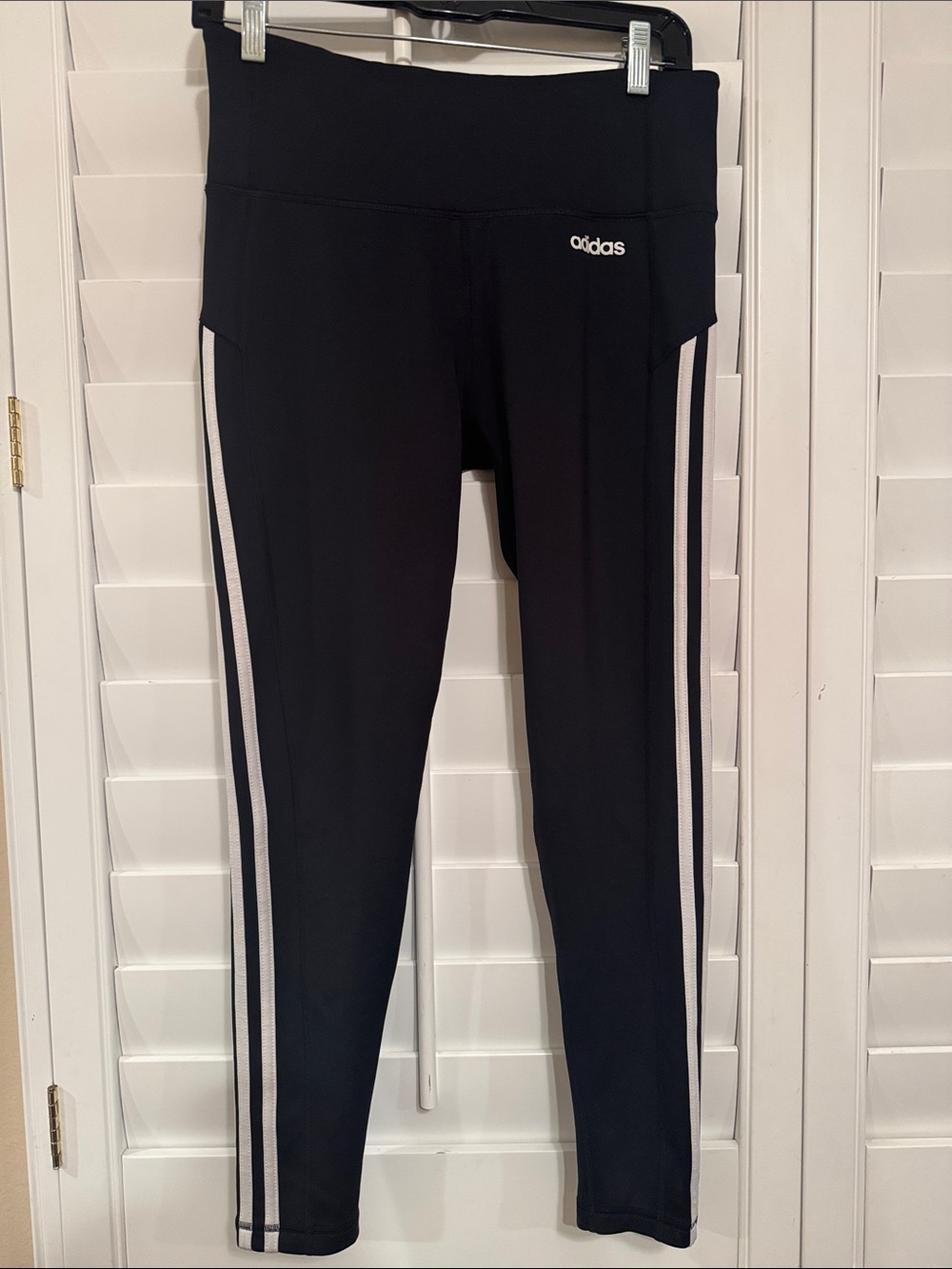 adidas Black Leggings with White Side Stripes